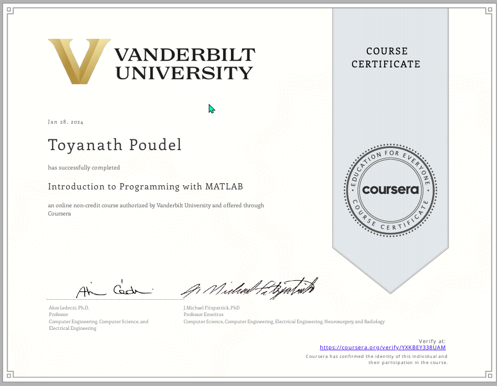MATLAB Certificate